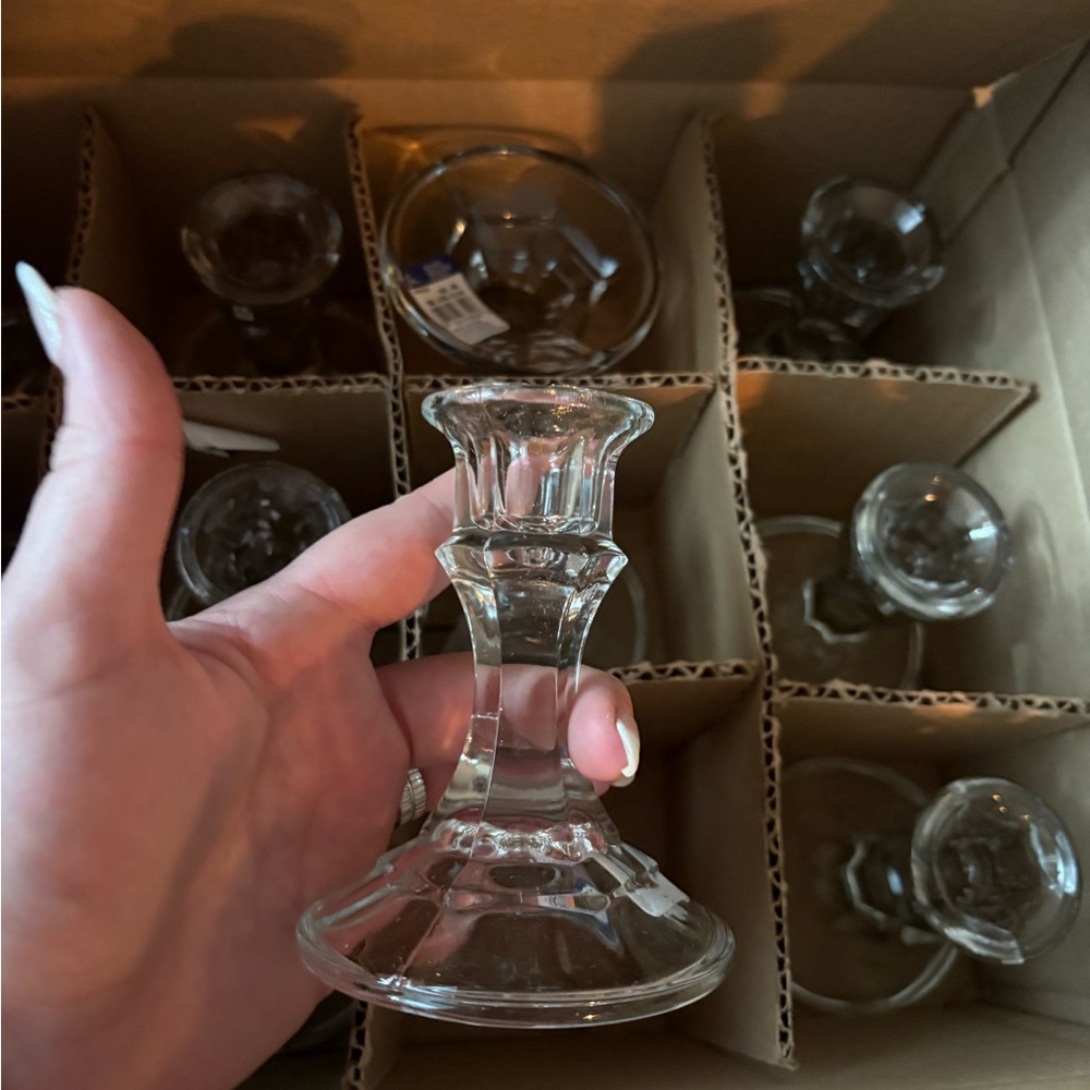 Elegant Clear Glass Candle Holders